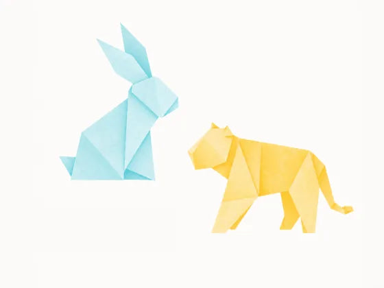 折り紙のうさぎと寅