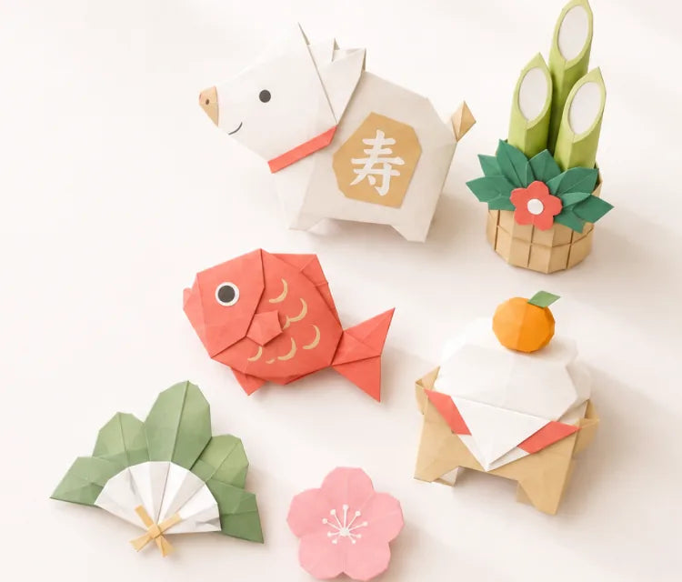 鯛と門松の折り紙